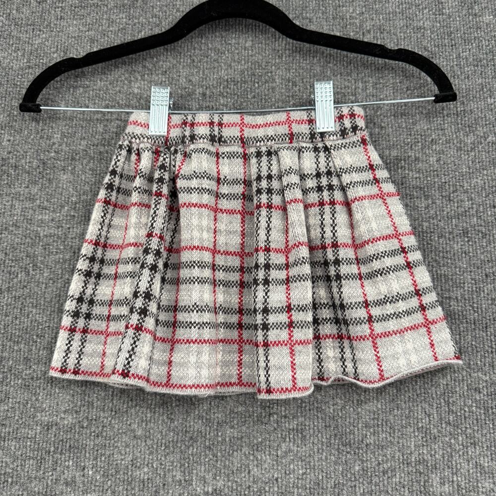 Plaid Sweater Skirt Girls Size 2T Gray Red Pull On 100% Cotton Holiday Tartan